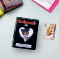 Mini album fotografion 3 inson me omorfo parathyro kardias, vintage kpop thiki karton. - 3 ιντσών μαύρο κεράσι (80 θέσεων)