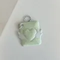 Tarjetero corazon angel de lunares verde claro bonito colgante llavero de fotos. - Funda para tarjeta de 1 pulgada ángel de lunares verdes