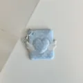 Portatarjetas corazón ángel con lunares azules y alas, bonito llavero para foto de identificación. - Funda para tarjeta de 1 pulgada ángel de lunares azules