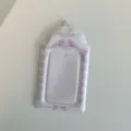 Lindo tarjetero de fotos con lunecitos rosa de 3 pulgadas funda PVC con cadena diseño kawaii - Funda para tarjeta de 3 pulgadas orejas de conejo rosas