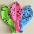Colorful latex balloons with butterfly prints, thick party decoration balloons for kids. - Butterfly