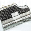 Kitchen linen apron set, breathable cotton blend plaid cooking aprons with pockets for adults. - Plaid Grey