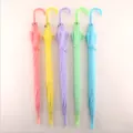 Colorful long-handled straight umbrellas set in pastel shades with J-handle for daily use. - Frosted Mixed Colors