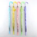 Colorful long handle transparent umbrella variant, straight pole style, clear vibrant colors. - Transparent Mixed Colors