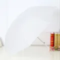 White transparent long handle umbrella straight pole clear umbrella for rainy days and wedding gift - Frosted White