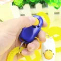Pet dog training clicker with elastic wrist strap portable puppy obedience tool blue white - Pet Training Clickers / White