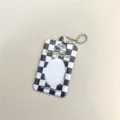 Black and white checkerboard 2-inch photo card holder keychain pendant idol storage. - Checkerboard 2-Inch Card Sleeve