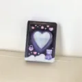 Cute purple 3-inch mini photocard binder with heart window and bear design for idol cards. - 3-Inch Starry Sky Bear Photo Album (40 Pockets)
