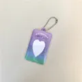 Gradient photocard holder keychain with heart window, perfect for 2-inch ID photos and idols. - Holographic Heart 2-Inch Card Sleeve