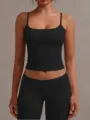 Women casual black camisole top basic slim fit sleeveless crop tank top summer daily wear - XS / Black