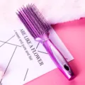 Purple hair massage cushion comb, anti-static styling hairbrush for smooth curly hair. - Rectangular Air Cushion Comb / Pink Purple