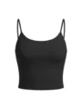 Closeup detail of black camisole crop top, slim straps and U-neck for daily wear. - 1XL / Tops / Black