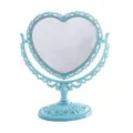 Vintage heart-shaped desktop makeup mirror, light blue European style double-sided vanity mirror. - Heart / Blue