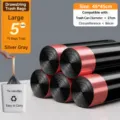 Thick drawstring garbage bags heavy duty trash bags 5 rolls 45x45cm gray for home kitchen. - Large 5 Rolls 75 Pcs (45x50cm) / Black