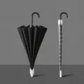 16-rib windproof long handle umbrella in starry black, medium single size 100cm diameter SKU - 16-Rib Reinforced Waterproof Covers - Black