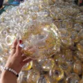 Inflatable glitter cup holder transparent PVC drink float for pool party beach water fun - Transparent Sequin Coasters