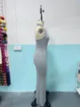 Grey halter neck bodycon sleeveless long jumpsuit sexy slim fit casual gym activewear outfit - XS / Top And Bottom / Gray