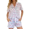 Set pigiama donna manica corta stampa scimmia rosa abbigliamento notte estivo - Taglia S / Colorato