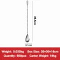 Cuillere a melange bar cocktail en acier inoxydable avec long manche pour boissons - Goutte d'eau acier inoxydable 304 - 25,5 cm