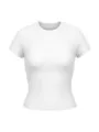 Λευκό βασικό στενό κοντομάνικο t-shirt με στρογγυλή λαιμόψη, ελαστικό και άνετο ύφασμα. - 1XL / Tops / Λευκό