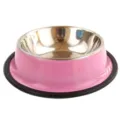 Rosa edelstahl haustiernapf mit schwarzem rutschfestem gummi, langlebiger hunderapf katzenp. - 15cm / Rosa lackierter Hundefressnapf