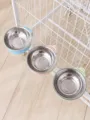 Hängender Edelstahlnapf für Haustiere mit Halterung, kippsicherer Hunde Katzen Fressnapf. - Klein (mit Stahlschüssel) / Blau