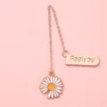 Rose gold metal bookmark with white daisy pendant cute journal page clip for women - Large - Daisy