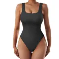 Donna Solido Costine Scollo Quadrato Senza Maniche Aderente Body Sexy Casual Basic Romper - Taglia S / Nero