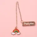 Süßes Metall Regenbogen Wolke Lesezeichen und Seitenmarker für Tagebuch und Bücher, Gold Kette. - Klein - Regenbogenwolke