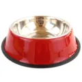 Durable Stainless Steel Pet Dog Cat Bowl with Non-Slip Rubber Base Red Feeding Food - Red Painted Dog Bowl