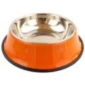 Stainless steel pet bowl, orange dog bowl with non-slip rubber base for cats and dogs - Orange Painted Dog Bowl