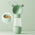 Bouteille d'eau portable pour animal avec compartiment à nourriture, tasse verte pour chien. - Adorable abreuvoir et mangeoire vert herbe - 350 ml + 200 ml / Convient aux chats et aux chiens