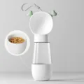 Bouteille d'eau portable pour chien tasse de voyage pour animaux de compagnie avec bol de nourriture - Abreuvoir et mangeoire mignon blanc - 350 ml + 200 ml / Convient aux chats et aux chiens