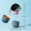 Portable dog water bottle for outdoor travel, pet drinking cup with food storage container grey. - Penguin Grey Water & Feeding - 350ml + 200ml / Suitable for Cats and Dogs
