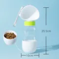 Portable dog water bottle 2 in 1 pet travel water dispenser and food feeder cup outdoor. - Penguin White Waterer & Feeder - 350ml + 200ml / Suitable for Cats and Dogs