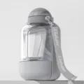 Portable dog water bottle 1000ml water 300ml food dual-use grey pet outdoor drinking cup. - [Chubby Style] Gray Water & Feeding - 1000ml + 300g / Suitable for Cats and Dogs