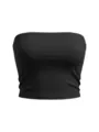 Top corto nero senza spalline da donna, sexy top a fascia estivo, aderente e casual. - 1XL / Top / Nero