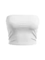Top a fascia bianco senza spalline da donna, sexy crop top estivo, indumento aderente basic. - 1XL / Top / Bianco
