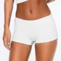 White athletic fitness sports boy shorts, slim fit stretchy tight shorts for women - S / Shorts / White