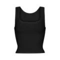 Black ribbed square neck cropped tank top, casual sleeveless basic summer top for women - M / Tops / Black
