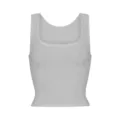 Gray square neck ribbed crop tank top for women, stylish summer casual basic sleeveless shirt. - S / Tops / Light Gray