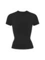 Classic black short-sleeve crew neck fitted basic t-shirt for women for everyday wear. - 1XL / Black (T-Shirt)