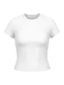Women's solid color short sleeve fitted t-shirt casual basic crew neck summer top. - S / Tops / White