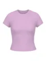 Women's lavender solid crew neck short sleeve fitted t-shirt casual basic top style. - S / Tops / Lotus root pink