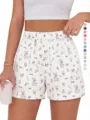 Summer casual high-waisted wide-leg shorts with vintage western cowboy print design variant. - S / Beige Booties