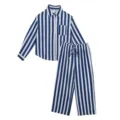 Ensemble Pyjama à Rayures Bleu et Blanc Manches Longues Décontracté Loungewear Variante - Rayé Bleu et Blanc
