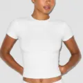 Women's solid white slim fit crewneck short sleeve crop t-shirt casual basic everyday wear - S / T-Shirts / White