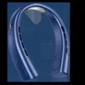 Tragbarer, klingenloser Nackenventilator in Dunkelblau, USB-wiederaufladbarer Miniventilator. - Blau [Standard-Edition] 5-Stufen-Windregulierung mit Eiskeramik-Kühlung