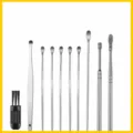 Manual 9-piece stainless steel ear pick set with small cleaning brush for daily home hygiene. - Single 9-Piece Set
