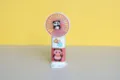 Mini ventilatore USB portatile simpatico design panda cartone animato da scrivania e tasca - JS51 rosso
